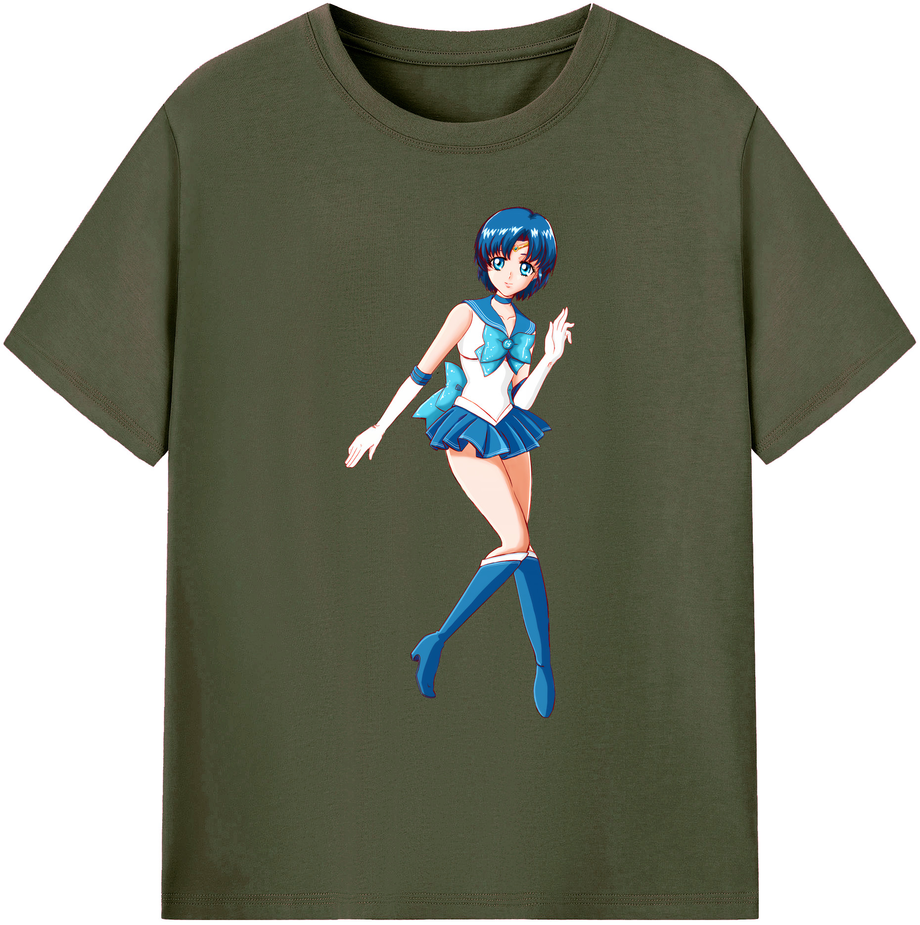 （画像用） 美少女戦士セーラームーン 水野 亜美 みずの あみ Sailor Moon Mizuno Ami 綿100％ メンズ半袖Tシャツ｜肌触りやわらか＆通気性
